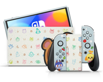 Lux Skins Nintendo Switch OLED Animal Crossing New Horizon Pattern Full Set Skins - Pop culture Animal Crossing Skin