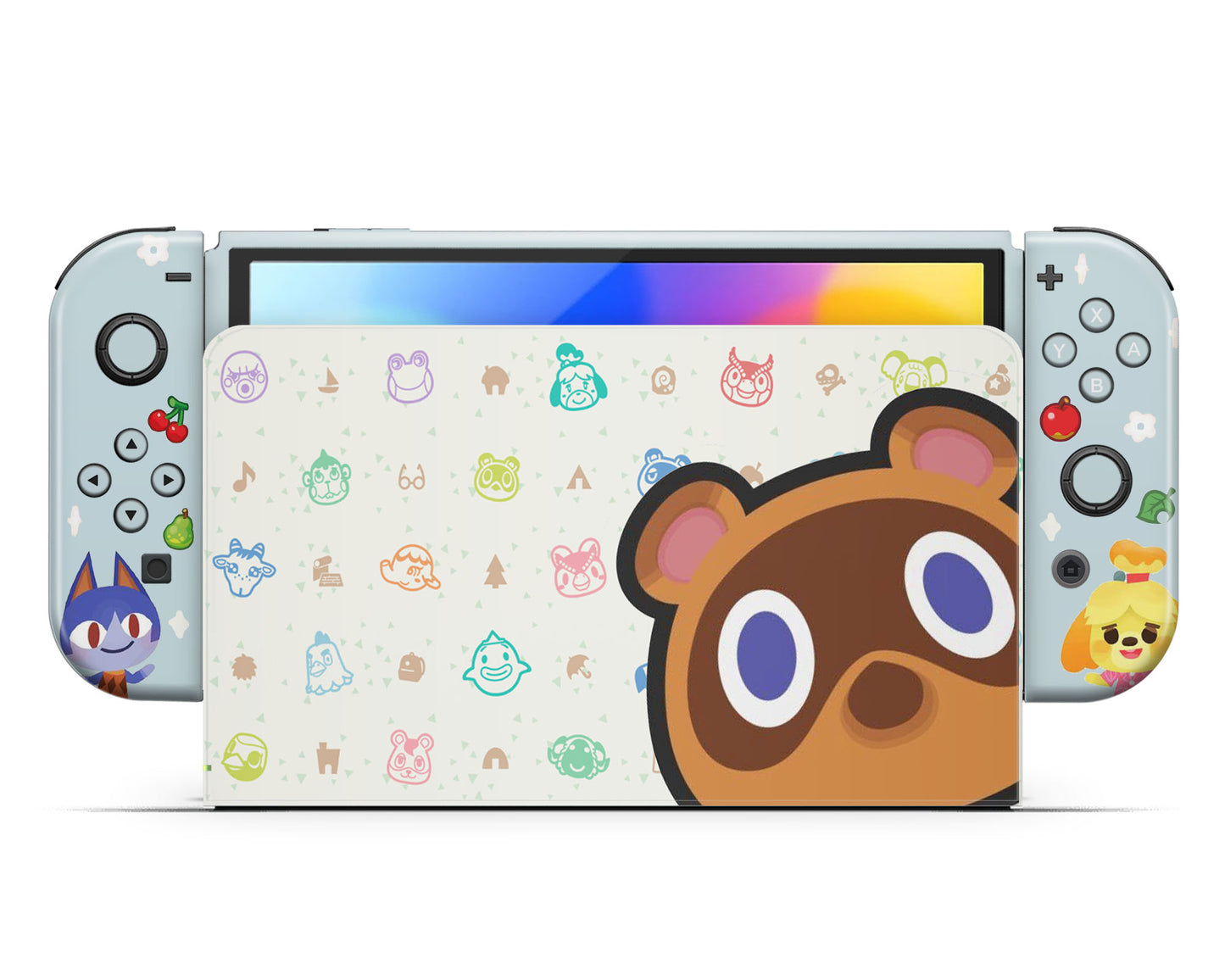 Lux Skins Nintendo Switch OLED Animal Crossing New Horizon Pattern Full Set +Tempered Glass Skins - Pop culture Animal Crossing Skin
