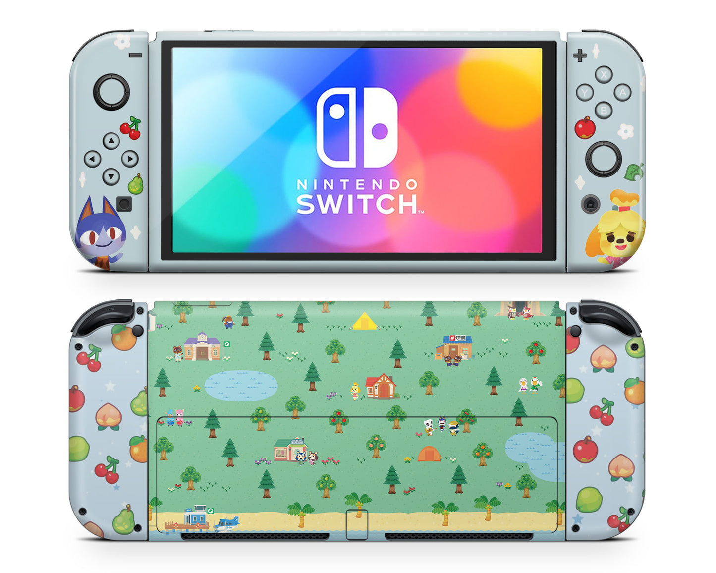 Lux Skins Nintendo Switch OLED Animal Crossing New Horizon Pattern Joycons Only Skins - Pop culture Animal Crossing Skin