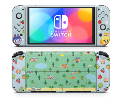Lux Skins Nintendo Switch OLED Animal Crossing New Horizon Pattern Joycons Only Skins - Pop culture Animal Crossing Skin