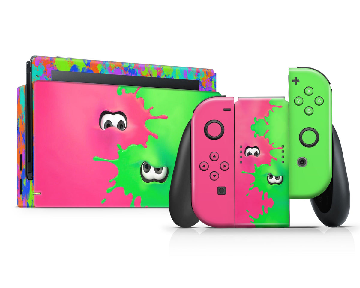 Switch Splatoon Color Splatoon Pink Green Nintendo Switch Skin – Lux Skins Official