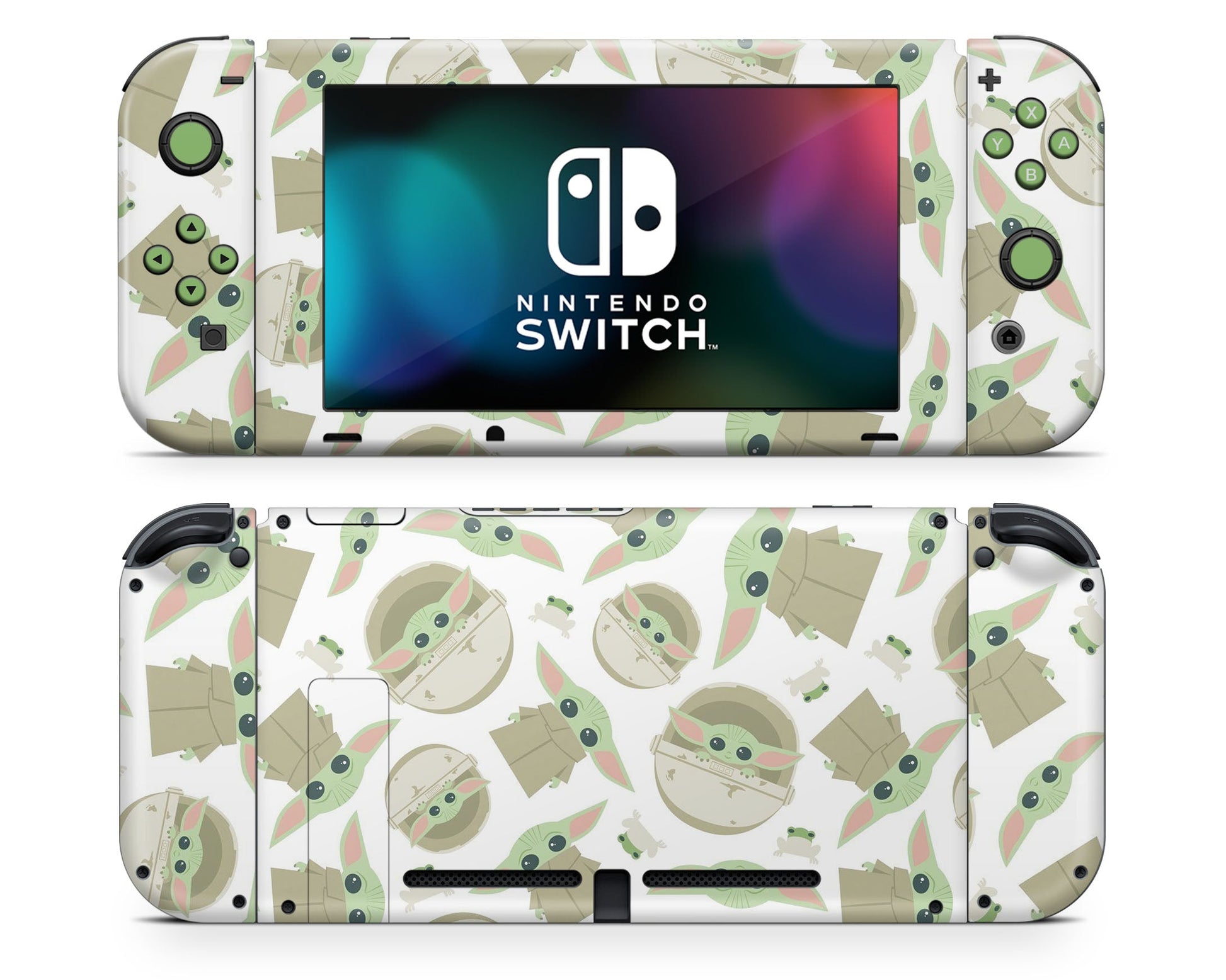 Nintendo Repeating Pattern Green Baby Yoda Pattern Nintendo Switch Skin โ Lux Skins Official