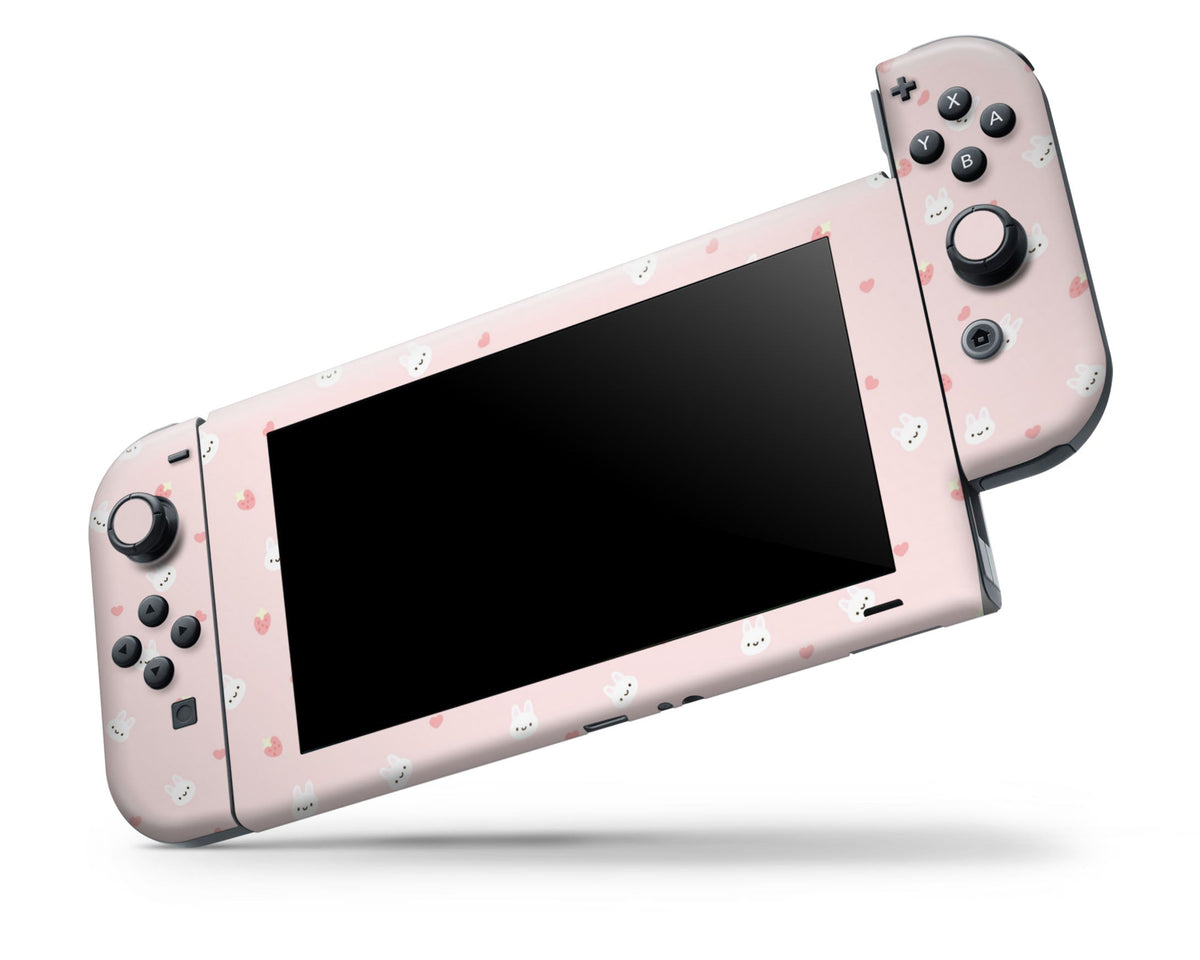 Nintendo Rabbit Pink Cute Bunny Rabbit Strawberry Face Nintendo Switch Skin – Lux Skins Official