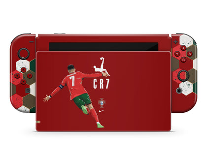 Lux Skins Nintendo Switch Cristiano Ronaldo Full Set +Tempered Glass Skins - Sports Soccer Skin