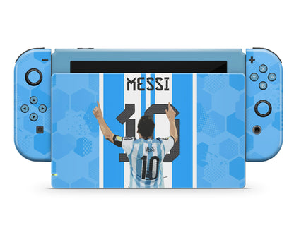 Lux Skins Nintendo Switch Lionel Messi Full Set +Tempered Glass Skins - Sports Soccer Skin