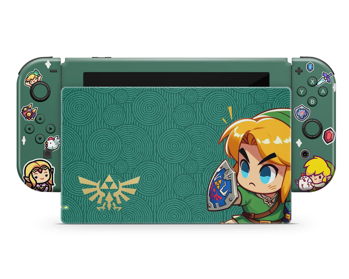 Lux Skins Nintendo Switch Chibi Zelda Full Set +Tempered Glass Skins - Pop culture Zelda Skin