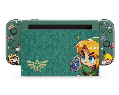 Lux Skins Nintendo Switch Chibi Zelda Full Set +Tempered Glass Skins - Pop culture Zelda Skin