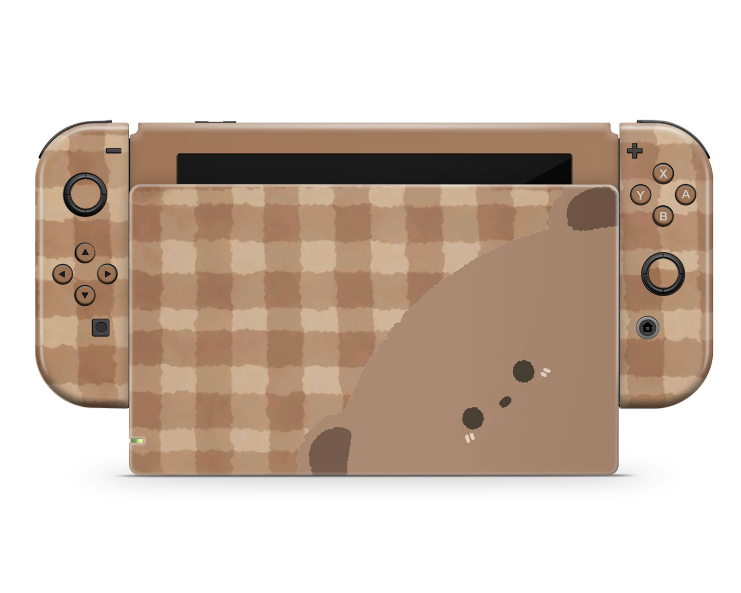 Lux Skins Nintendo Switch Cute Brown Bear Full Set +Tempered Glass Skins - Art Animals Skin