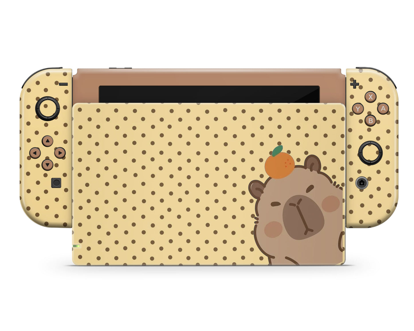 Lux Skins Nintendo Switch Cute Capybara Orange Full Set +Tempered Glass Skins - Animal  Skin