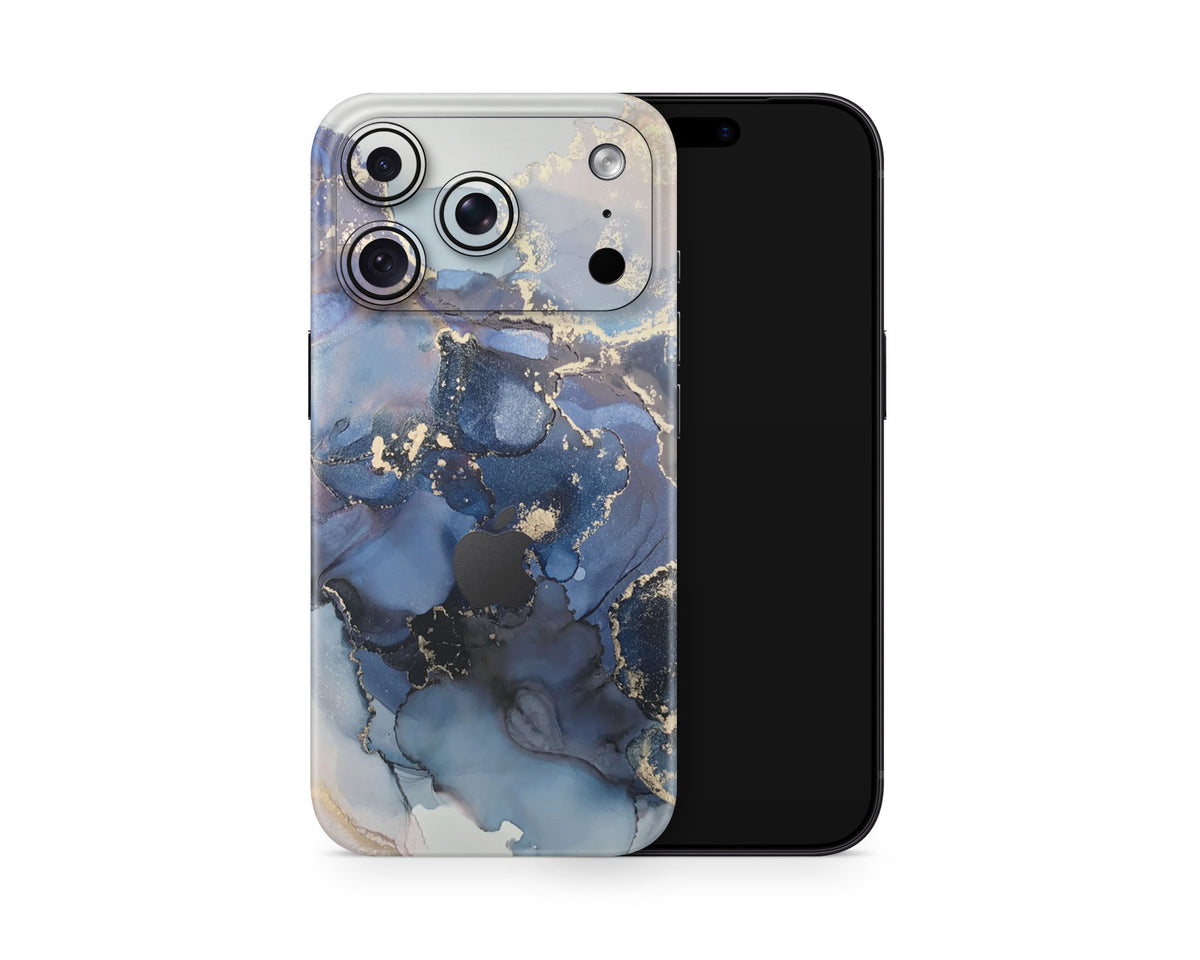 Lux Skins iPhone Ethereal Blue Gold Marble iPhone 18 Pro Skins - Pattern Marble 18 Pro & Pro Max Skin