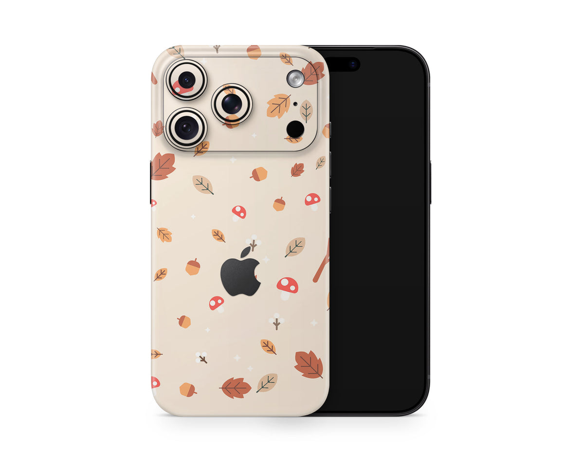 Lux Skins iPhone Cute Mushroom Leaves iPhone 18 Pro Skins - Art Floral 18 Pro & Pro Max Skin