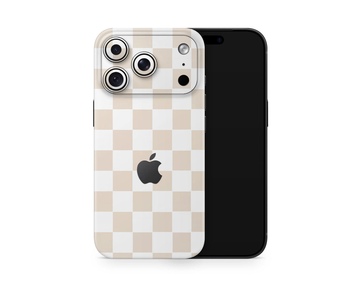 Lux Skins iPhone Checkered Beige iPhone 18 Pro Skins - Pattern Artwork 18 Pro & Pro Max Skin