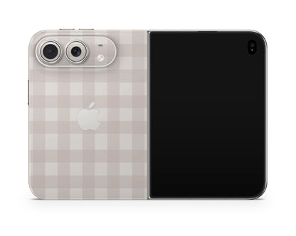 Lux Skins iPhone Beige Gingham iPhone Duo Skins - Pattern Artwork Duo Skin