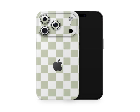Lux Skins iPhone Matcha Checkered iPhone 18 Pro Skins - Pattern Artwork 18 Pro & Pro Max Skin