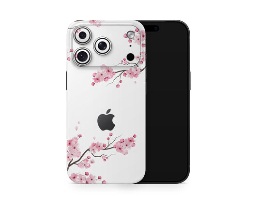 Lux Skins iPhone White Cherry Blossom iPhone 18 Pro Skins - Art Floral 18 Pro & Pro Max Skin