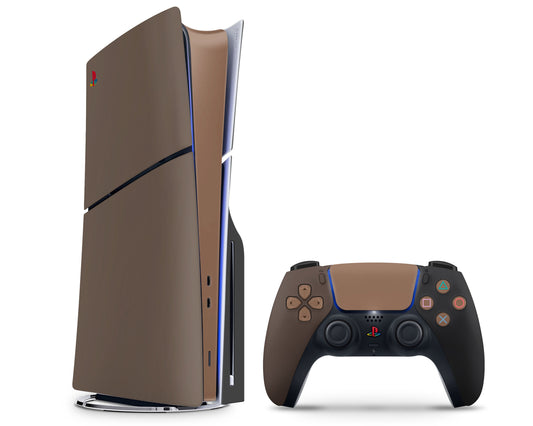 Lux Skins PS5 Slim Dark Chocolate Color Blocking PS5 Slim Skins - Solid Colours Colour Blocking Skin