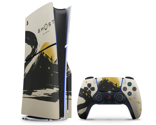 Lux Skins PS5 Slim Gold Ghost of Yotei PS5 Slim Skins - Pop culture Ghost of Yotei Skin