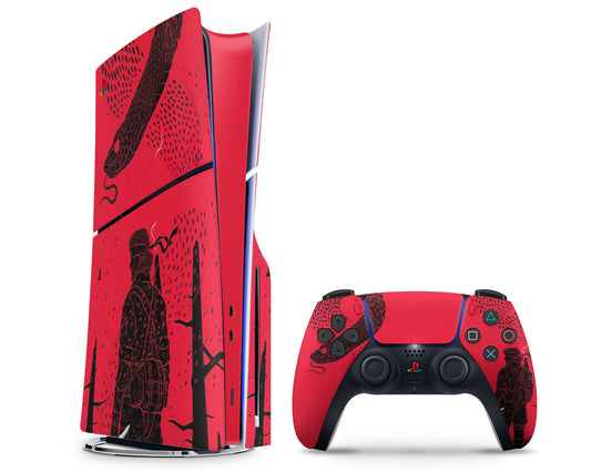 Lux Skins PS5 Slim Metal Gear Red Minimalist PS5 Slim Skins - Pop culture Metal Gear Skin