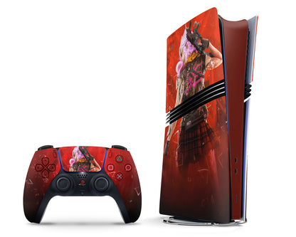 Lux Skins PS5 Pro Cyberpunk Girl PS5 Slim Skins - Pop culture Cyberpunk Skin