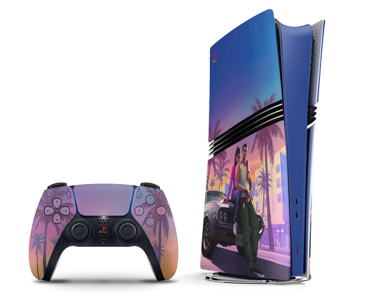 Lux Skins PS5 Pro GTA 6 Neon Paradise PS5 Pro Skins - Pop culture Grand Theft Auto Skin