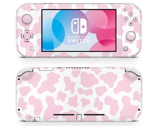 Lux Skins Nintendo Switch Lite Strawberry Milk Cow Print Full Set Skins - Art Animals Skin