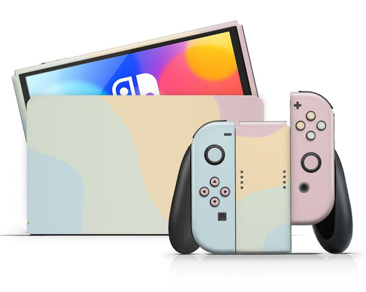 Lux Skins Nintendo Switch OLED Retro Waves Classic no logo Skins - Solid Colours Colour Blocking Skin