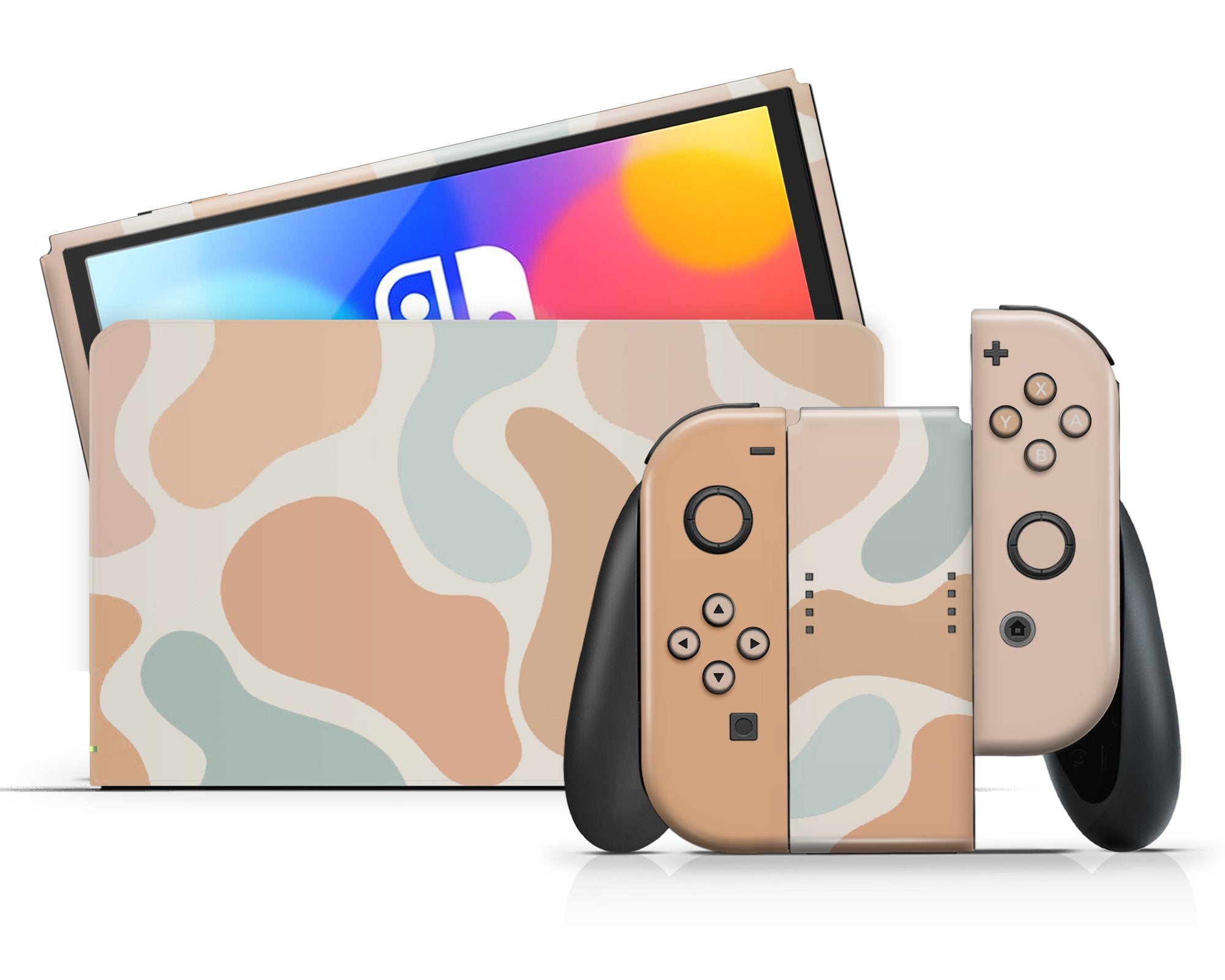 Switch Cow Background Boho Neutral Cow Print Nintendo Switch OLED Skin – Lux Skins Official