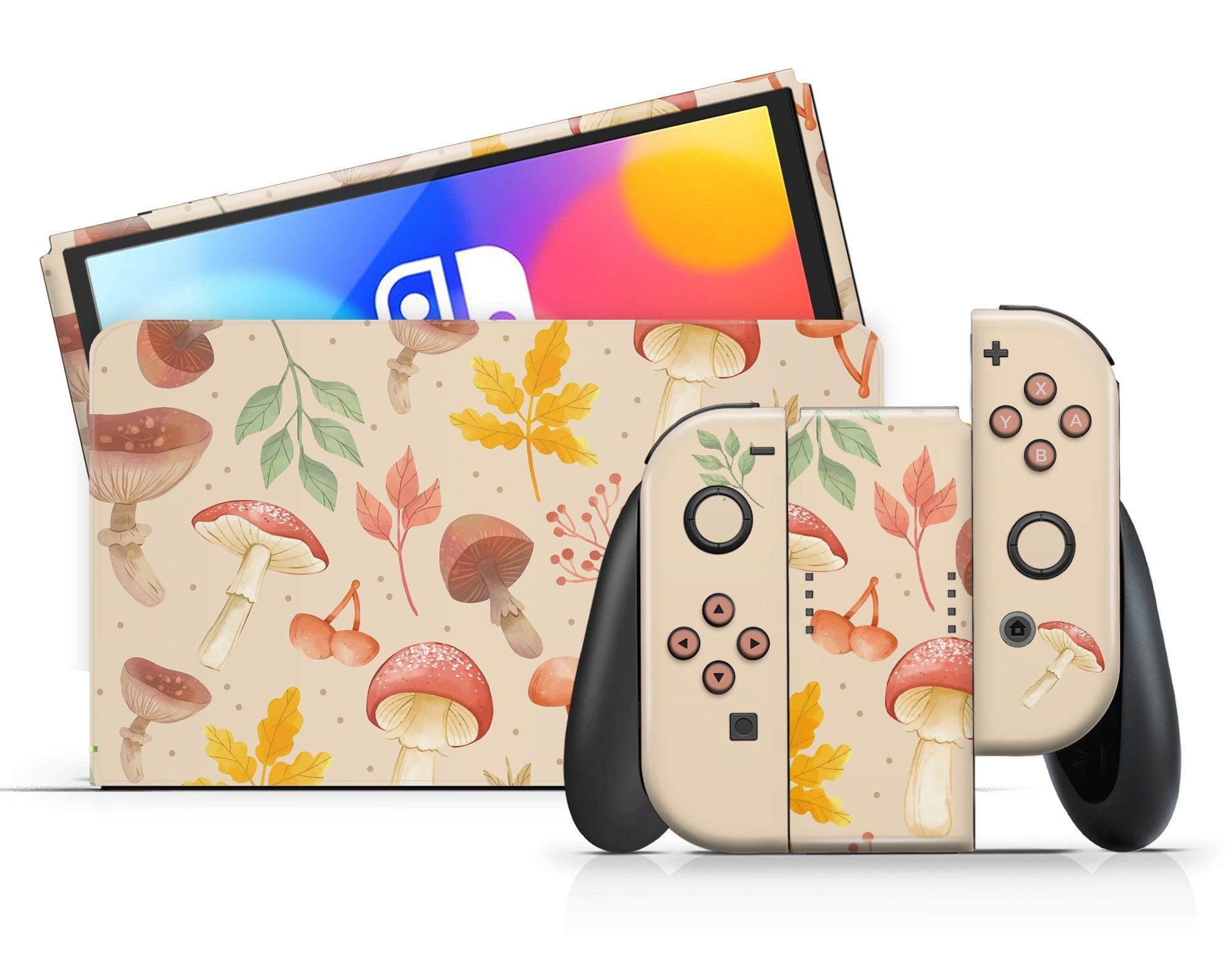 TACKY DESIGN Mushroom Skin For Steam Deck, Kawaii Beige Vinyl