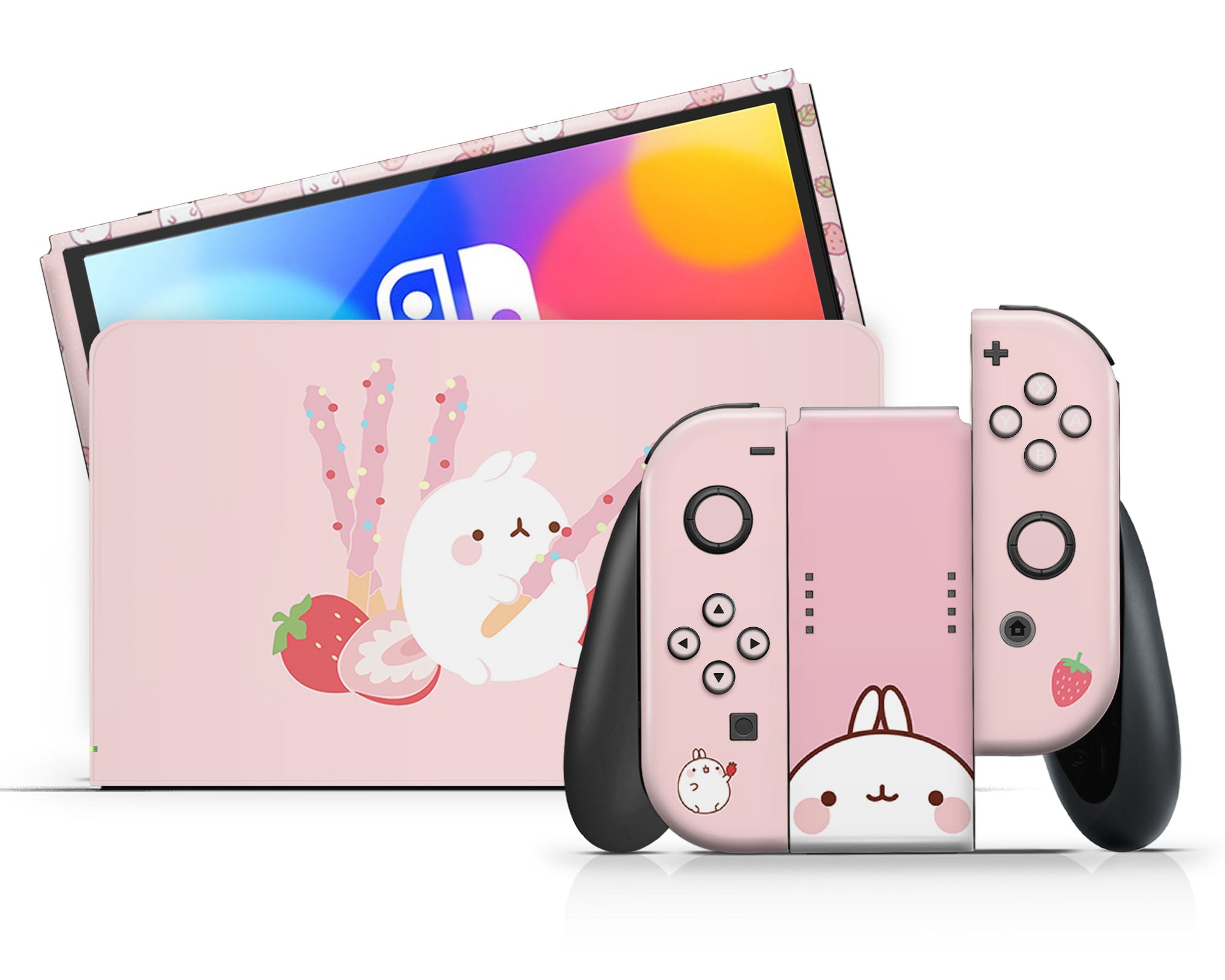 Nintendo Rabbit Pink Pink Pastel Molang Bunny Rabbit Nintendo Switch OLED Skin – Lux Skins ...
