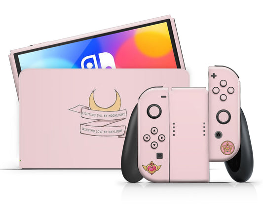 Lux Skins Nintendo Switch OLED Sailor Moon Fighting Evil By Moonlight Full Set Skins - Pop culture Sailor Moon Skin